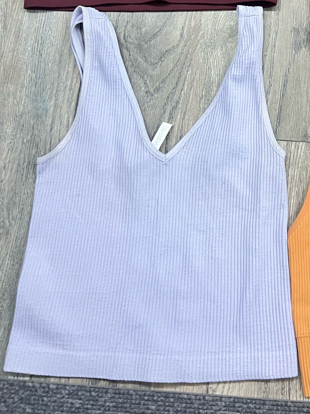 Nikibiki Ribbed V-Neck Tank Tops in Burgundy, Red, Lavender & Mustard